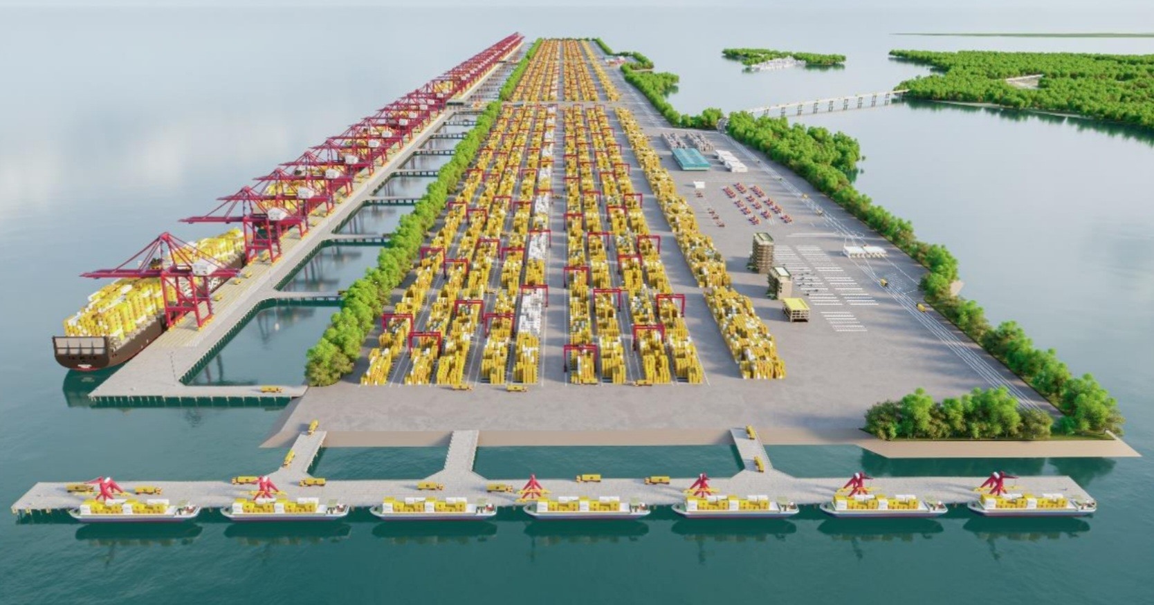 An artist's impression of Can Gio international container transshipment port