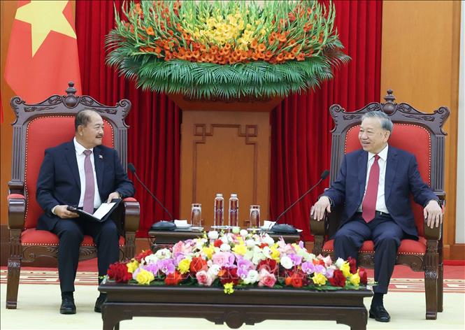 Party Gen Sec To Lam meets Lao deputy PM